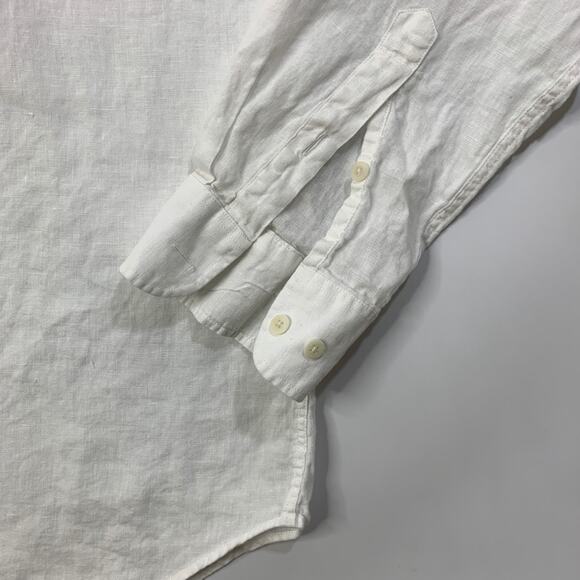 Love Brand & Co Shirt Mens Extra Large Cream Linen Button Up Long Sleeve Dress - Picture 3 of 10